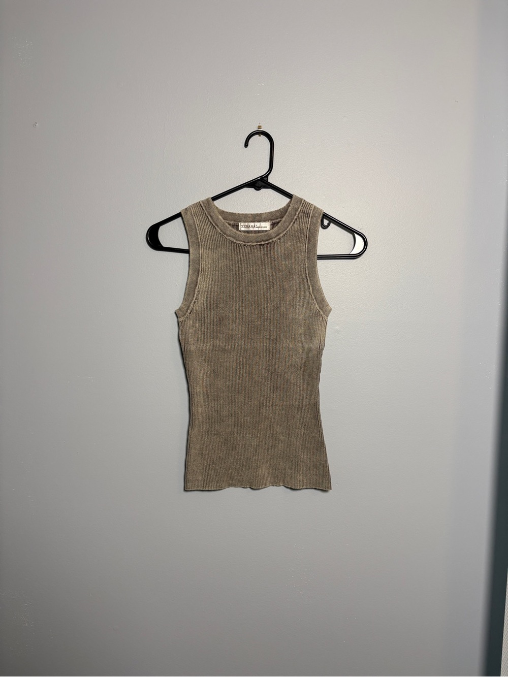 Zenana Outfitters Olive Ribbed Tank Top